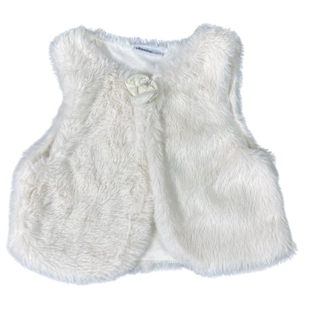 Vitamin Kids Baby Girl's Faux Fur Vest White Size 24 Month